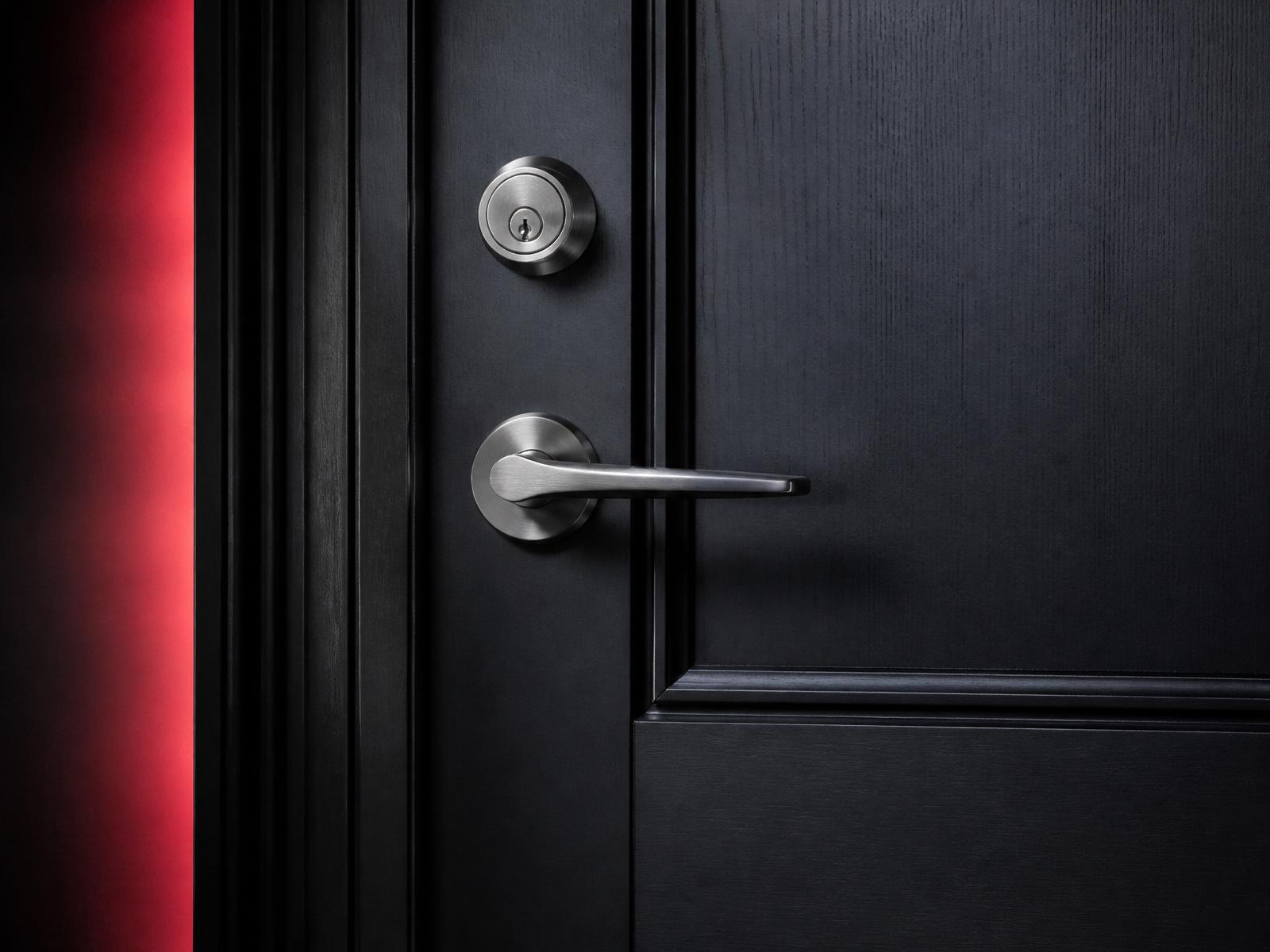 Modern high-security lock on a commercial door